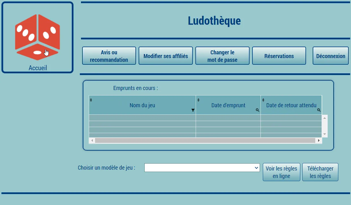 Page d'accueil adhérent